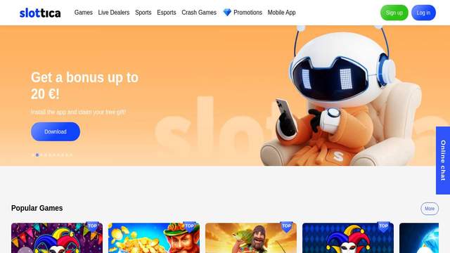 Slottica casino screenshot